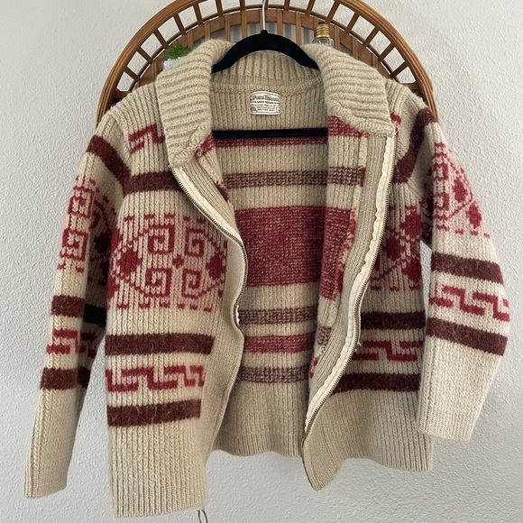 - Vintage 60s 70s PENDLETON BIG LEBOWSKI DUDE 100% Wool Sweater Zip Up Car… - Picture 3 of 7